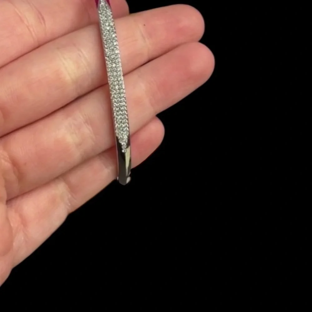 Kate Spade Silver Tone Raise The‎ Bar Cubic Zirconia Pavé Cuff Bracelet NWOT